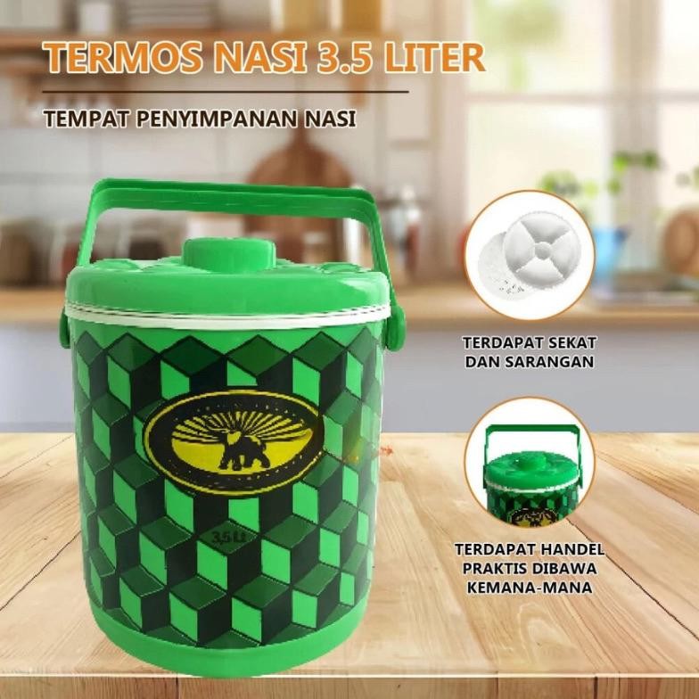 Termos Nasi 3,5 Liter - Rice Bucket Ice Es Batu Tahan Lama Tempat Wadah Samir Tebal Ready