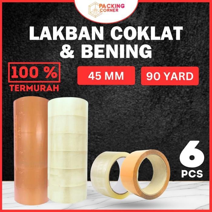 

1 Slop / 6Pcs Lakban Bening Coklat 2 Inch 90 Yard Plakban Bening Coklat 45Mm 2 Inci 90Yard 1 Slope