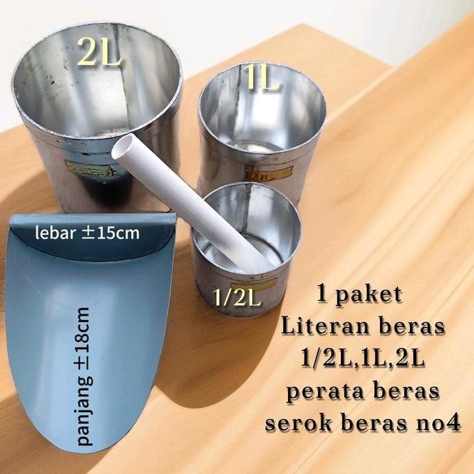 

Terlaris Paket Literan Beras Ukuran 2L, 1L, 1/2L Dengan Perata Dan Serok Beras Untuk Dapur - Kitchenware