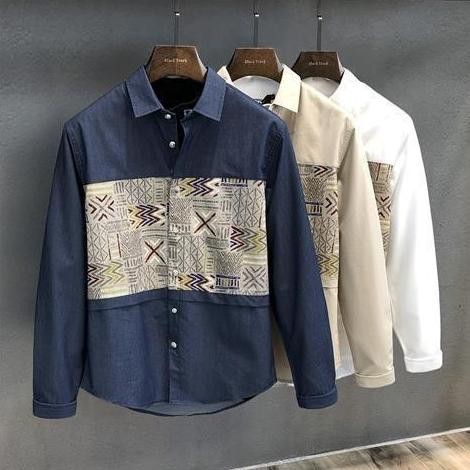 Men's Long Sleeve Korean Style Japanese Style Korean Style Patchwork Shirt JunDW