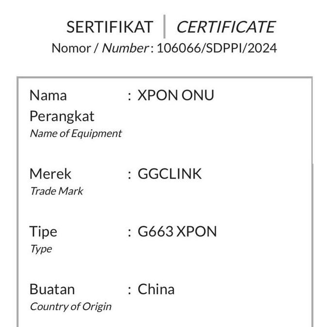 NEW ONT XPON GGCLink G663 New Baru EPON GPON ONU Bukan  F663NV3A