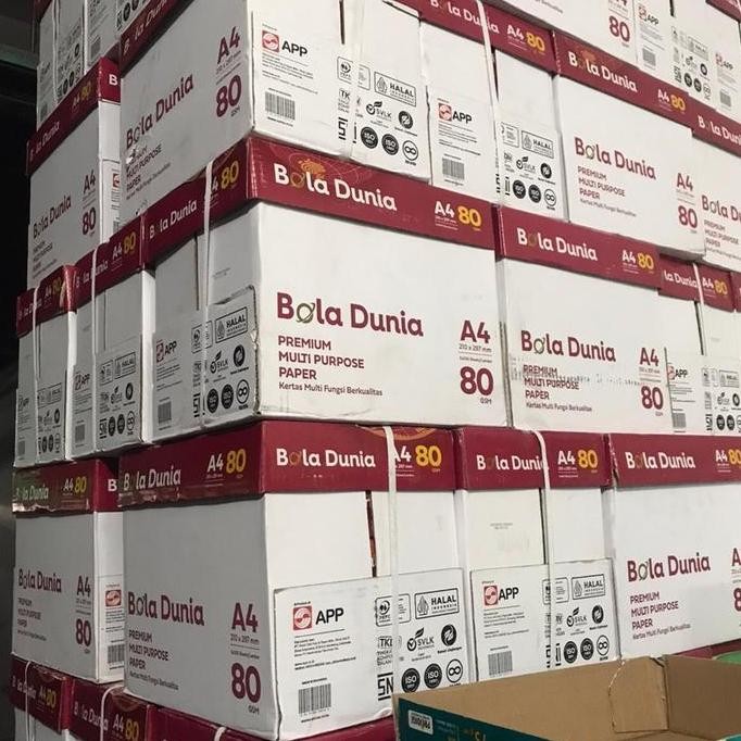

KERTAS HVS A4 / F4 80 gram BOLA DUNIA ( 1 box isi 5 rim) Paper Stationery