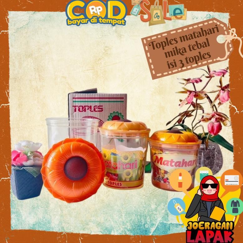Toples Bunga Matahari Isi 3 Pcs Per Set Mika Tebal Tempat Kue Jajan Snack Lebaran Baru