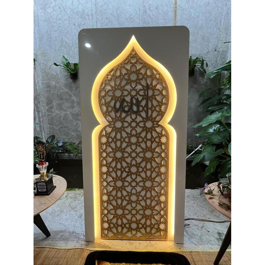 BEBAS ONGKIR - Dekorasi mushola rumah/partisi mushola rumah/petunjuk kiblat/arah kiblat/ mushola rum