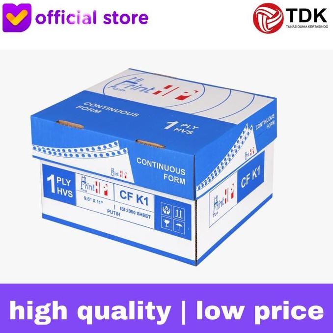 

Continuous Form Hi Print 14 7/8 x 11 1 Ply (Bisa request bagi 2)