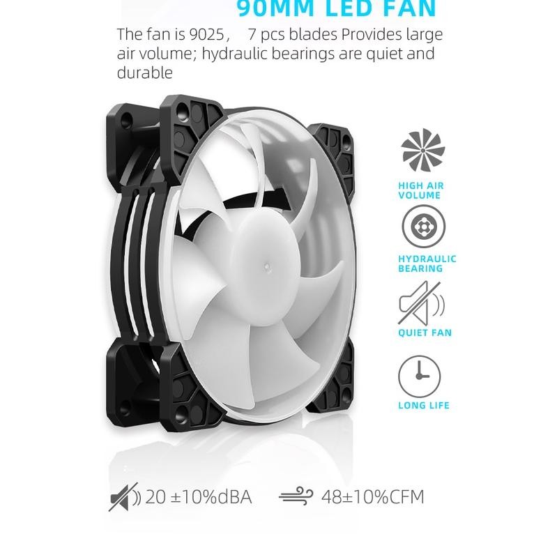 Fan CPU Cooler RGB Coolmoon P2 Intel & AMD, Hydro Bearing