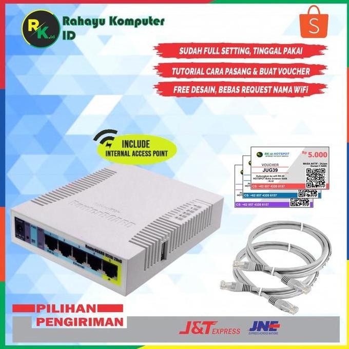 Mikrotik Rb951Ui-2Hnd Full Setting Wifi Hotspot Sistem Voucher New Stok
