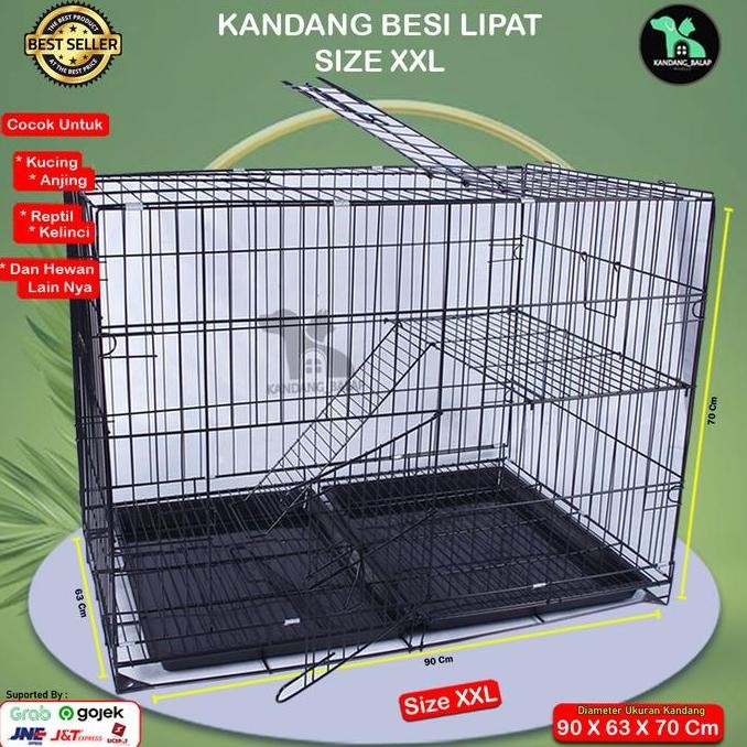 Kandang Besi Lipat Size Xxl Jumbo Tebal Untuk Kucing Anjing Dll