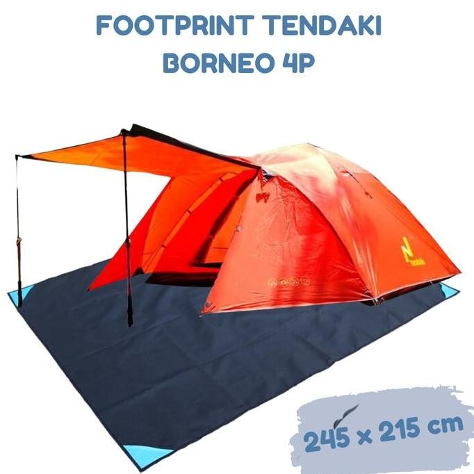 Footprint Alas Tikar Tenda Tendaki Borneo 4P Ultralight Lipat Camping Waterproof Outdoor Kualitas Pr