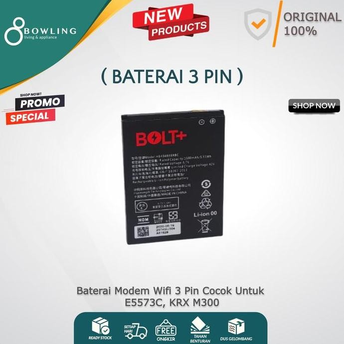 Baterai Mifi 1500 Mah 3 Pin Untuk Bolt+ E5573 Dan Krx M300 New Stok