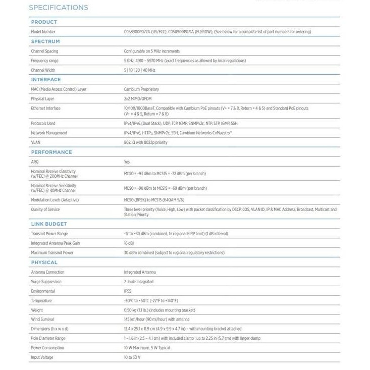 Cambium Networks Epmp Force 180 Subscriber Module New Stok