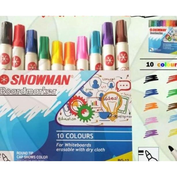 

Spidol Whiteboard Snowman 10 Warna Sepidol Papan Tulis Snowman Set