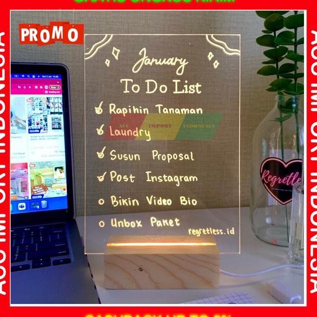 

Acrylic Note Board Papan Tulis Kaca Akrilik Lampu Planner Schdule List