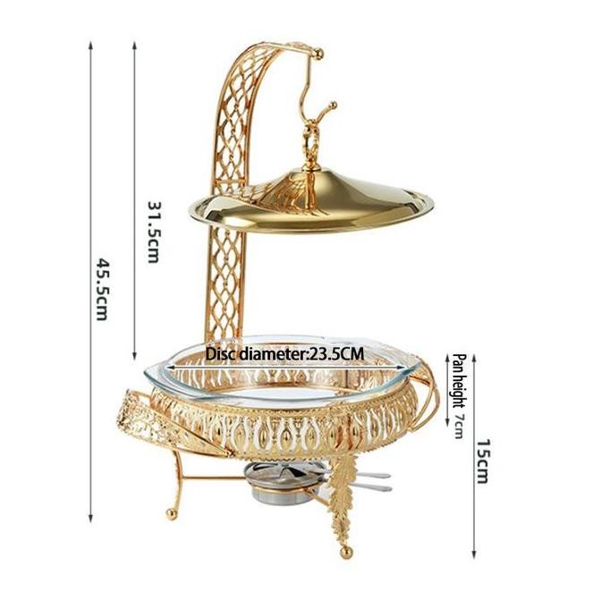 COD Food Warmer Wadah Kaca Tebal Gold /Food Warmer Wadah/Baki Kaca Tebal Gold/ Food Warmer Tutup Gan