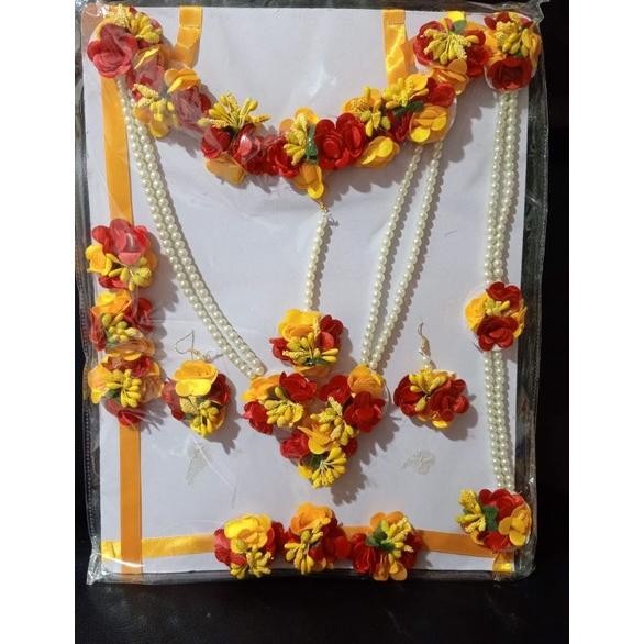 Kalung Set Radha Krishna Bunga Gelang Perhiasan Adat Pengantin Pernikahan Wedding India Tamil Akseso