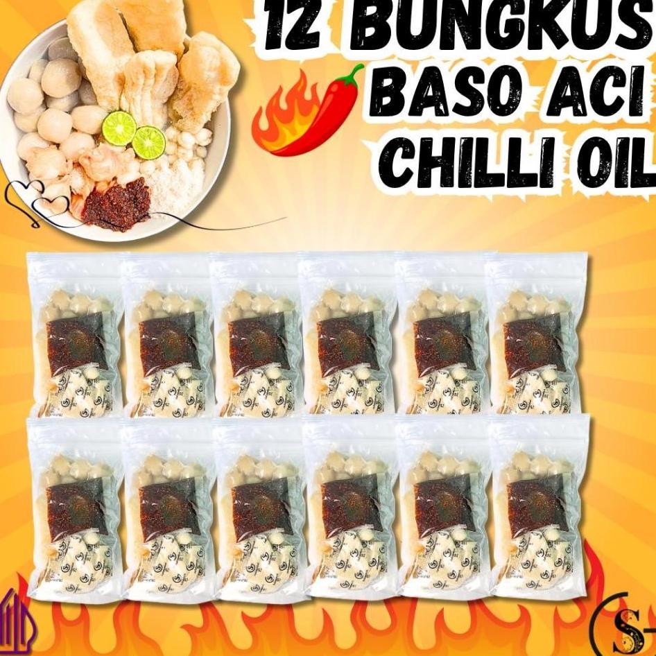

12 Bungkus Baso Aci Chilli Oil Dengan Sambal Chilli Oil Gudangsna Tgr Hotpot N