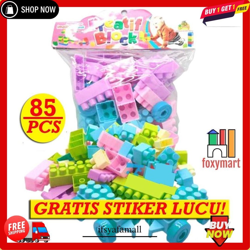 Mainan Block Balok Besar 96 Pcs Mainan Blok Anak Edukasi Balok Susun Bongkar Pasang Robot Mobil Puzz