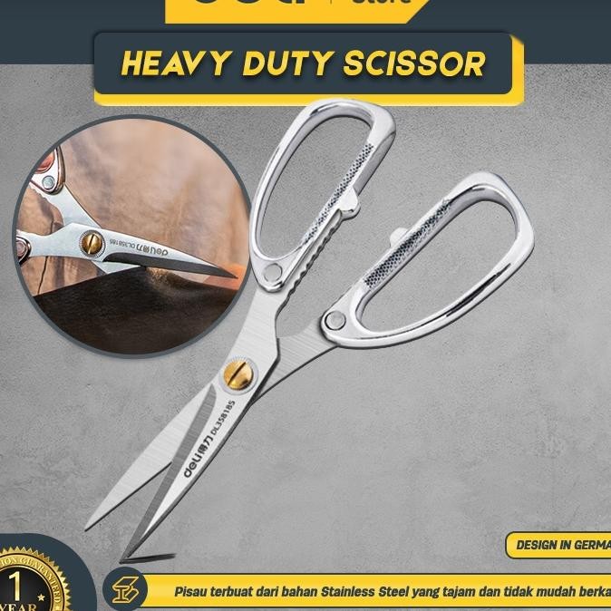 

Deli Heavy Duty Scissor Gunting Kain Kardus Kerja Industri Stainless Steel Sangat Dl358185