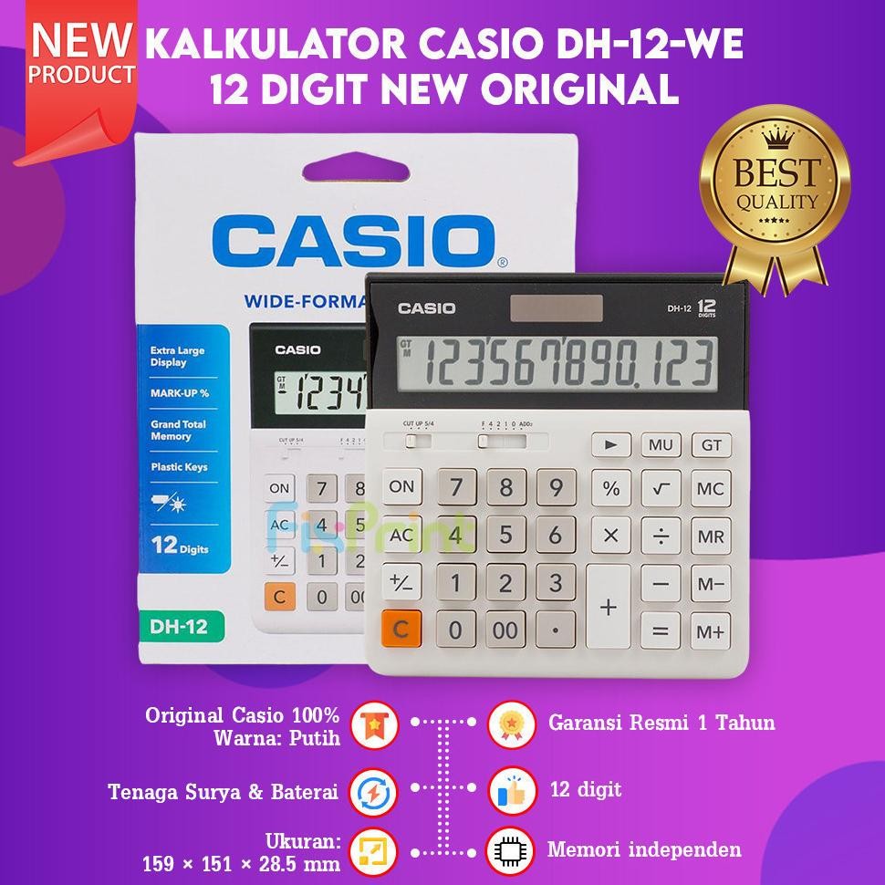 

FixPrint Kalkulator Casio DH-12 Black White 12 Digit Calculator New Original