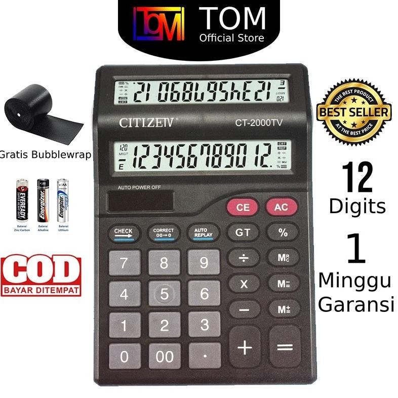 

Kalkulator 2 Layar CT-2000TV 12 Digit - Calculator Check Dual 2 Power