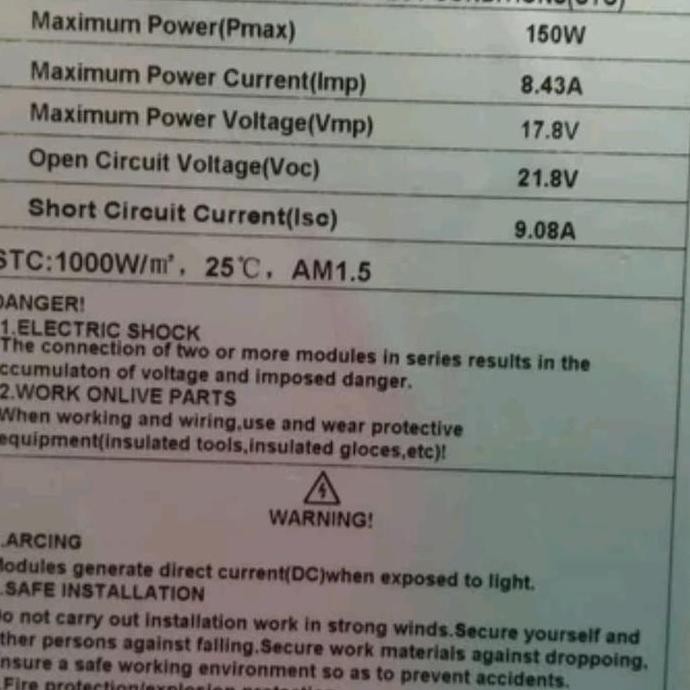 ready Promo Solar Panel 150wp Mono Crystalline Solar Cell 150 Wp