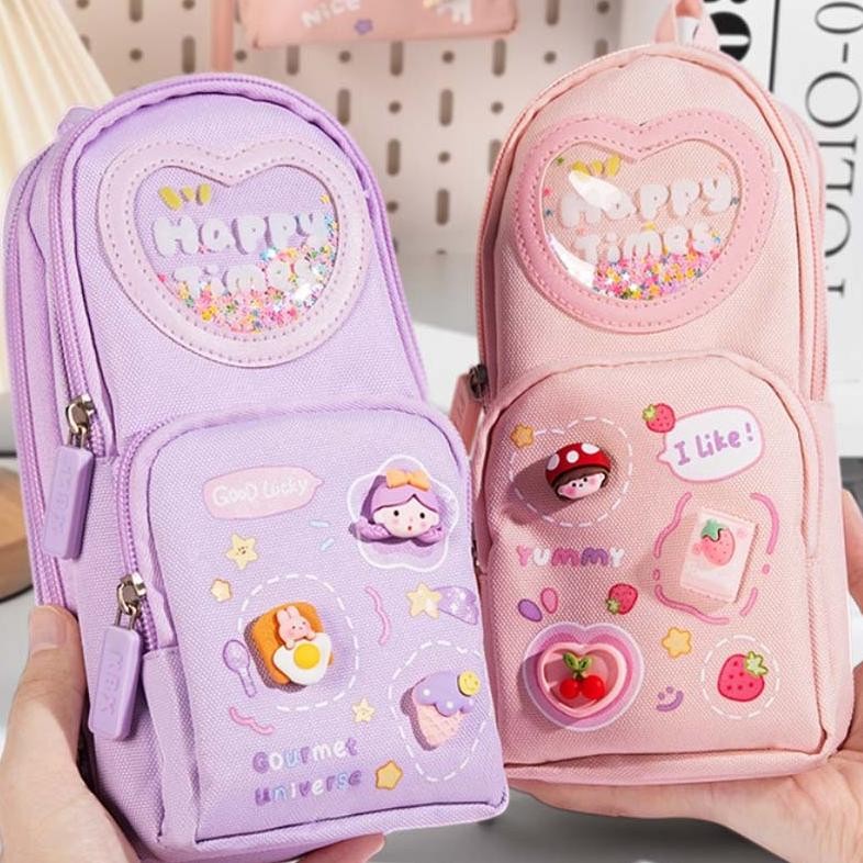 

JH8 3D model tas lucu korea kapasitas besar Anak Tempat Pensil Kotak Pensil Anak Sekolah Pencil Case Hiasan Glitter Karakter Tas Lucu Perempuan