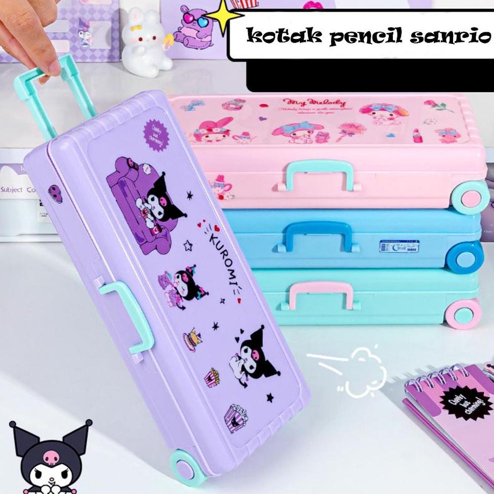 

JH8 Sanrio Seri Large Capacity Anime Kartun Pensil Kasus Troli Kotak School Supplies Lucu Alat Tulis Kuromi Anak-anak Pensil Kasus