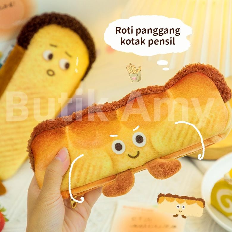 

JH8 CODPencil Case Kain Kotak Lucu Karakter Roti/ French /Toast/Hamburger Cute Pensil Sekolah Aesthetic Korea