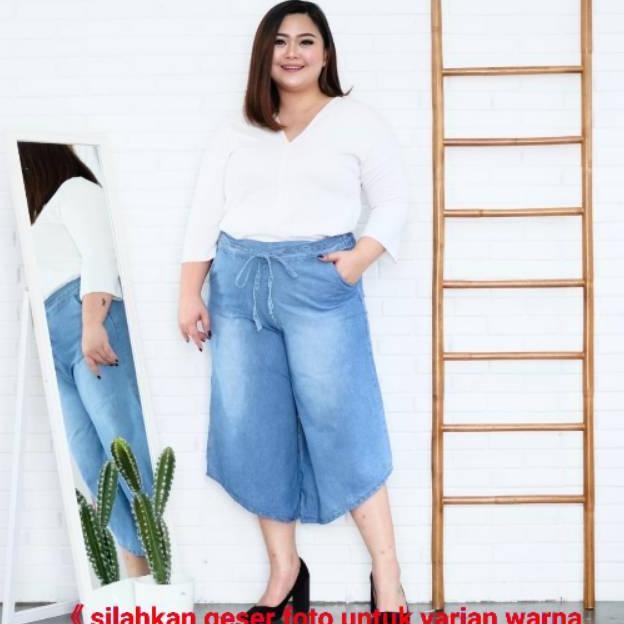 ''Terlaris" Celana Kulot 7/8 Jumbo Melisya / Kulot Jeans Pendek Jumbo  / Celana Pendek Jumbo /Celana