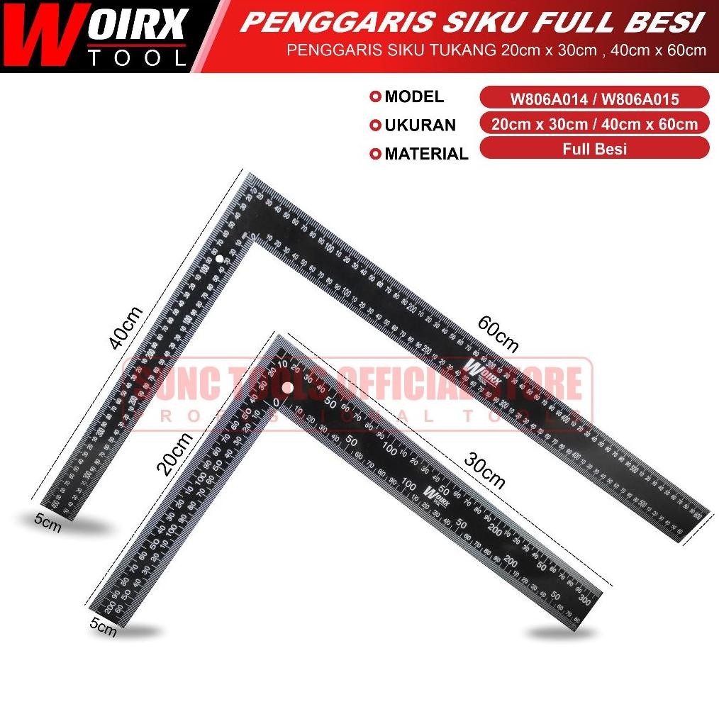 

JH8 WOIRX TOOL Meter Siku Penggaris Siku Tukang Full Besi 20x30cm 40x60cm
