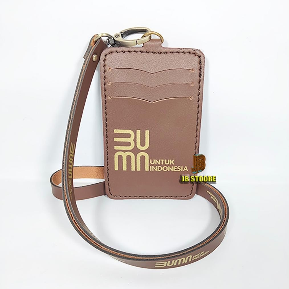 

JH8 Tempat Id Card BUMN 3K Kulit / Id Card Holder Bumn Indonesia Gantung / name tag bumn tali kulit