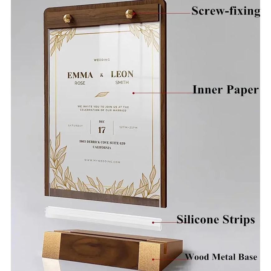 

JH8 Stand Menu | Menu Kayu | Wood Sign Holder | Menu Stand With Base