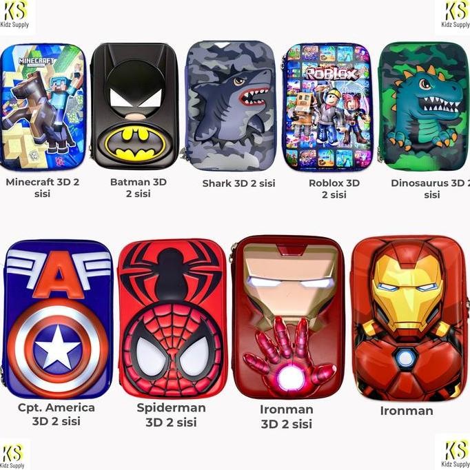 

Tempat Kotak pensil hardcase smiggle anak laki karakter timbul 3D AS