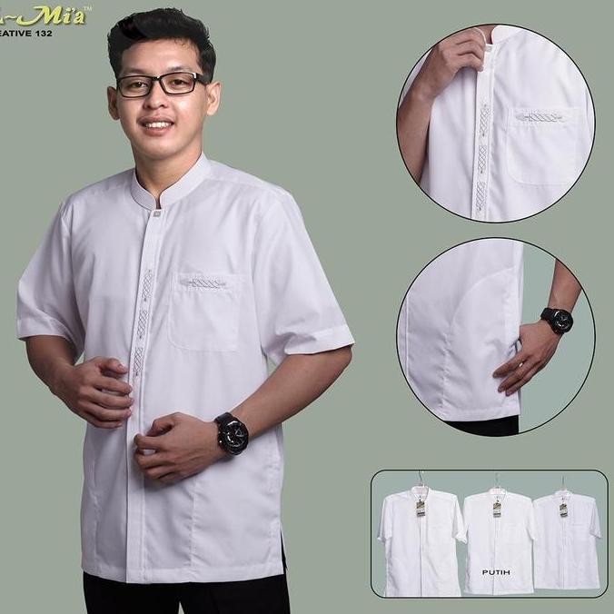 New Baju Koko Al Mia Creative Pendek Putih