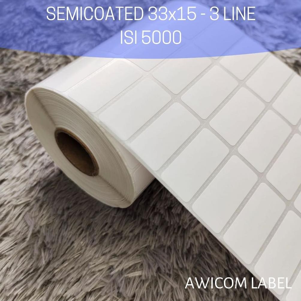 

JH8 Label Barcode Semicoated 33x15 33 x 15 mm 3 line core 1" isi 10000