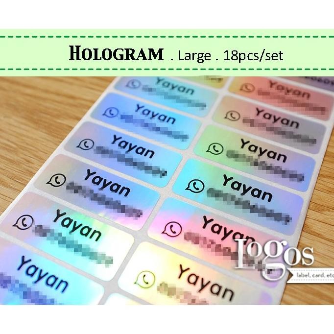 

JH8 Hologram LARGE. Stiker label nama waterproof stiker nama anak polos