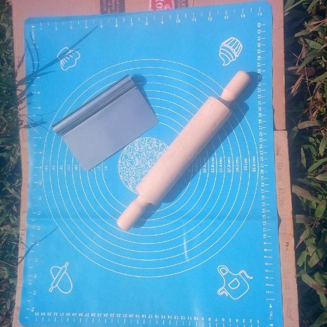 Alas Silikon Satu set rollpin dan screp/ satu set Alat Penggiling adonan anti Lengket Dapur Kitchenw