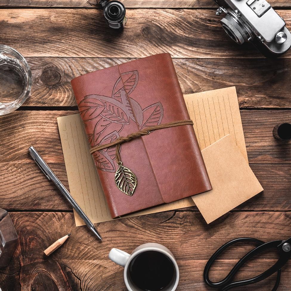 

JH8 BESTOYARD Buku Catatan Binder Kulit Notebook Retro Leaf Cover - B-606