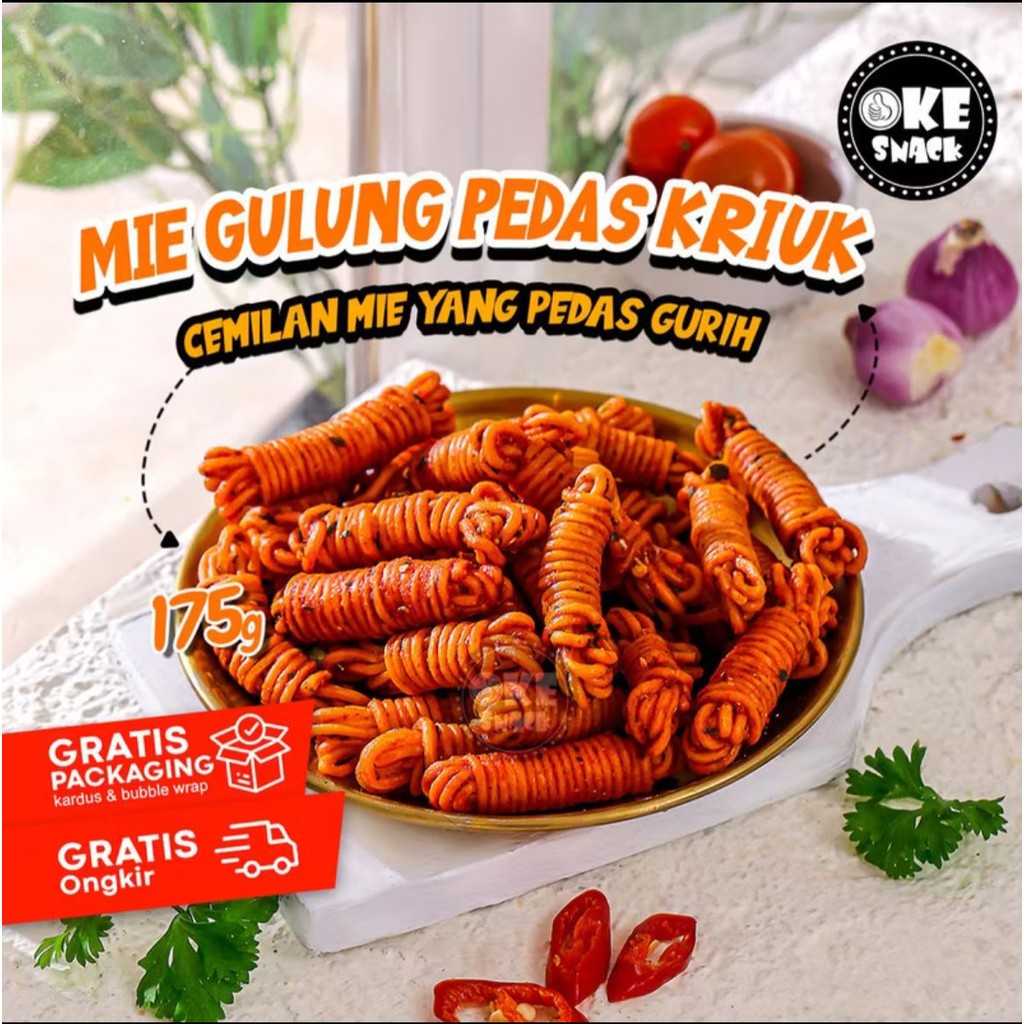 

Mie Gulung Pedas Kriuk | Mie Gulung - 175g