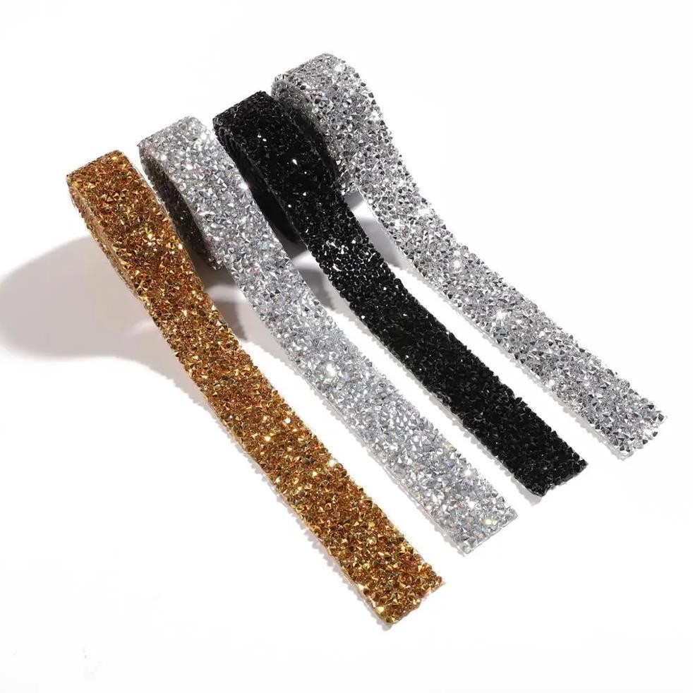 

New 1 Yard Sewing Crystal Motif Strass Hot Fix Rhinestone Trim Applicator Ribbon With Rhinestones Iron On Appliques For Dresses