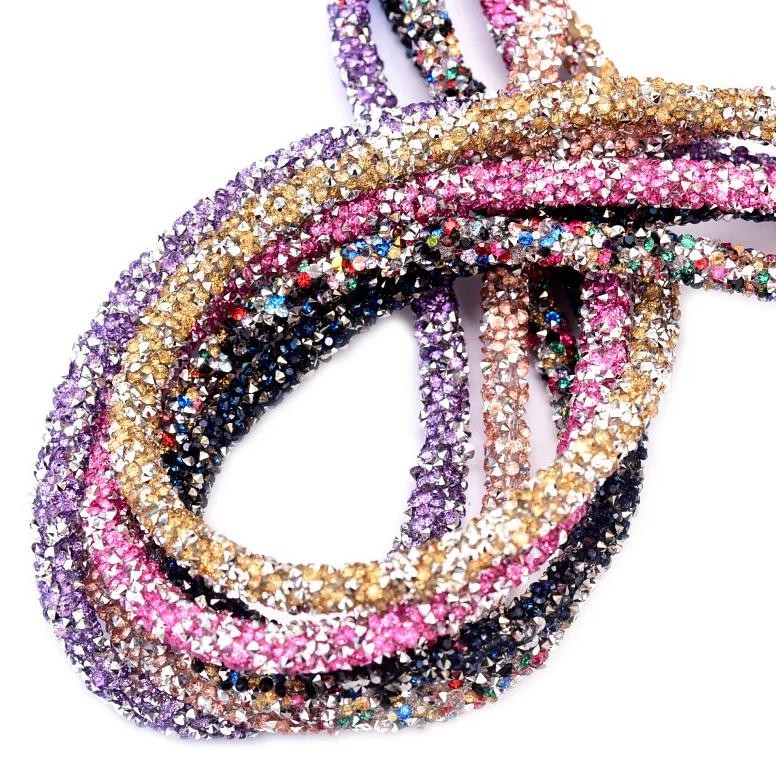 

1 Yard 6Mm Rhinestone Tube Cord Rope Resin Chain Sew On Rhinestone For Party Material