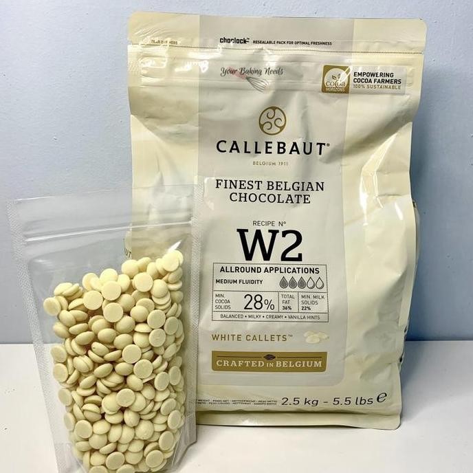 

Callebaut White Chocolate Couverture 28 Coklat W2Nv 250 Gr