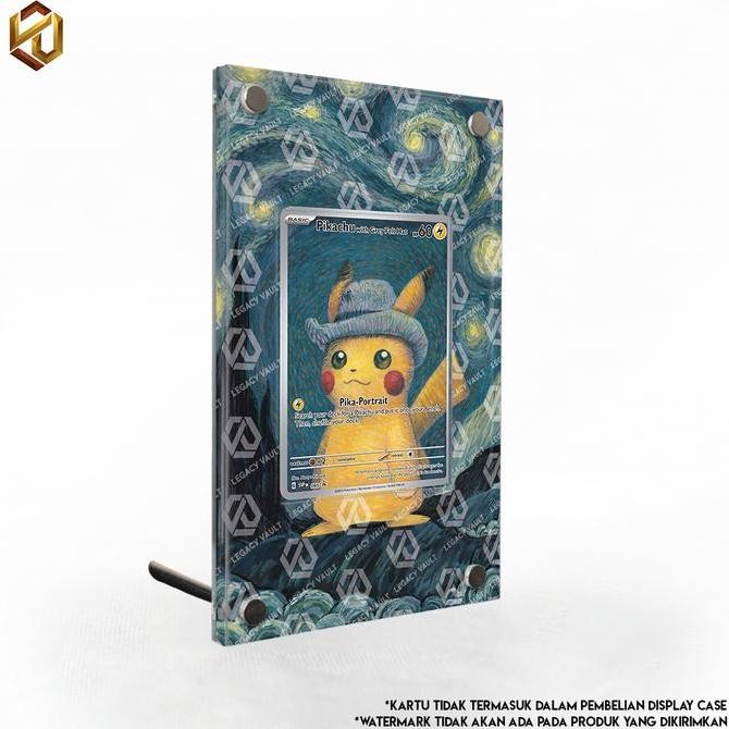 Pikachu with Grey Felt Hat (Pikachu Van Gogh) - Pokemon Extended Art Display Case - Legacy Vault Rar