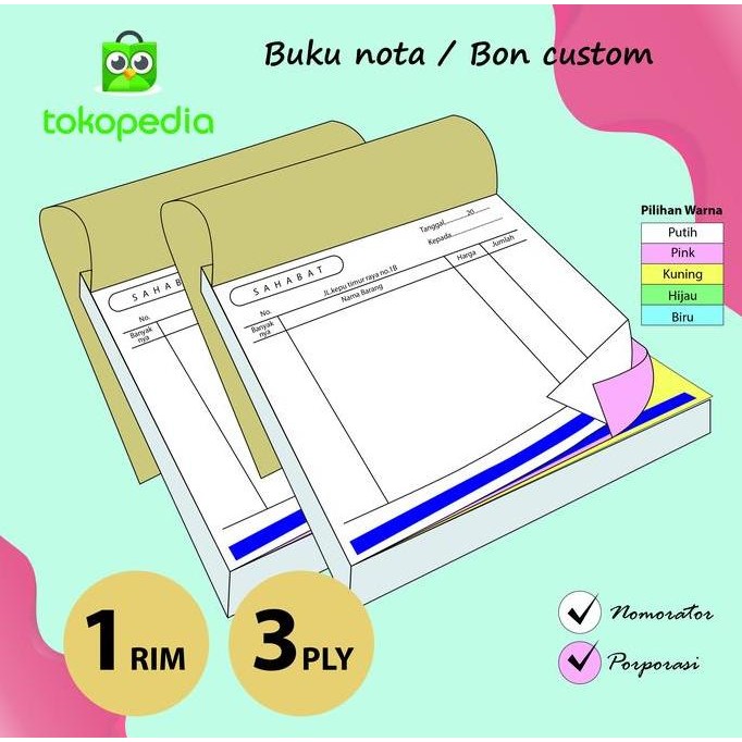 

Cetak Buku Nota/Bon/Invoice 3Ply + File ( Custom ) 1Warna
