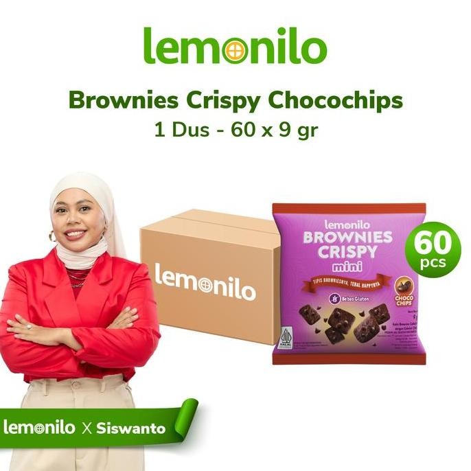 

Exclusive Live Siswanto - 1 Dus 60 Pcs Lemonilo Brownies Crispy Chocochips 9G