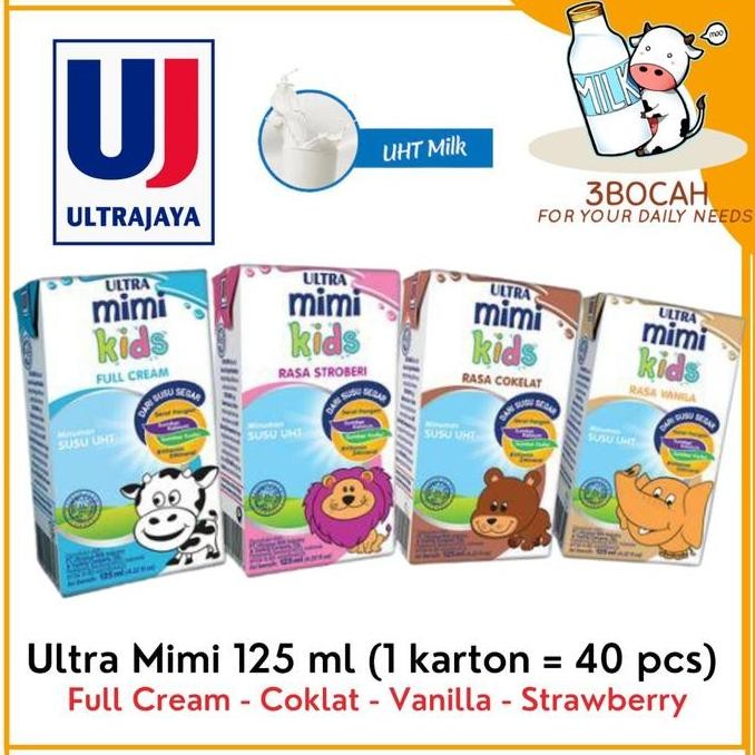 

Susu Ultra Mimi 40 Pcs 125Ml - Full Cream/Coklat/Stroberi.Expired Lama