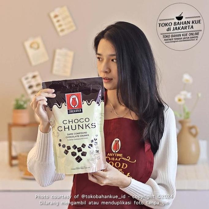 

Tulip Dark Chocolate Compound Choco Chunks 1Kg Cokelat Coklat Potongan
