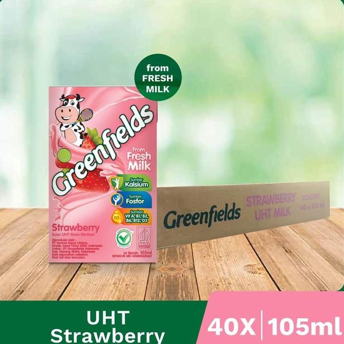 

[Lebih Hemat] Susu Greenfields Uht Strawberry 105 Ml X 1 Karton