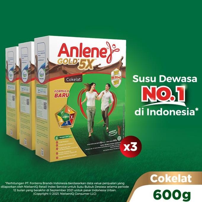 

Anlene Gold 5X Susu Bubuk Cokelat 3 X 600G-Tulang, Sendi & Otot