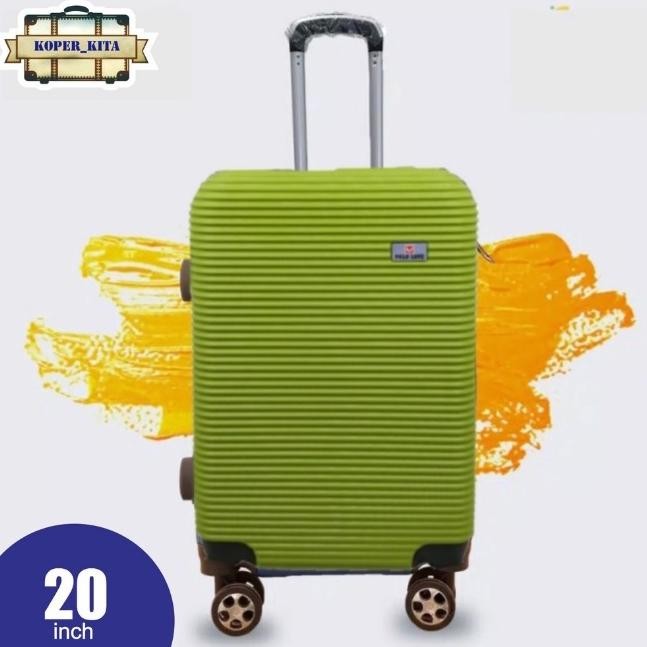 DISKON ONGKIR  Koper 20 inch Murah Polo Fans 2032 Hijau Lumut-Koper Mini-Koper Wanita-Tas Koper-Kope